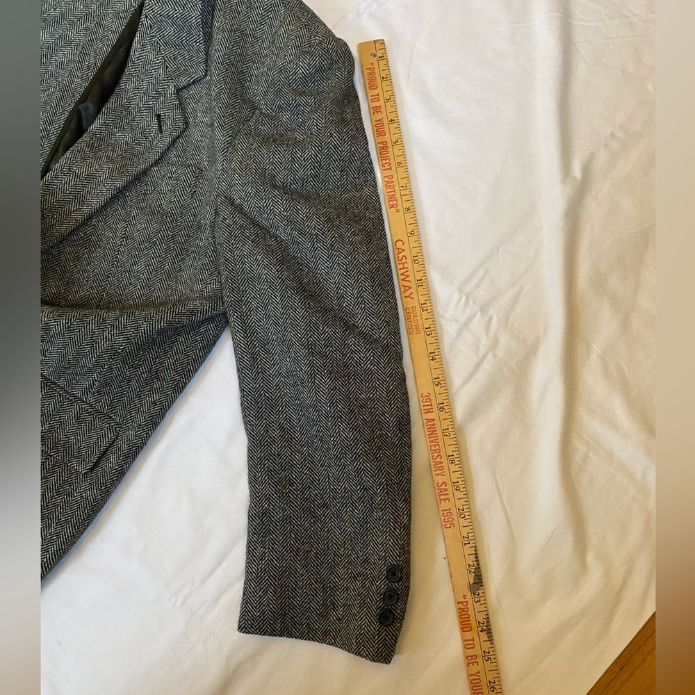 Men's Vintage 100% Virgin Wool Tweed Herringbone Single Breasted Blazer 42S - Picture 13 of 17